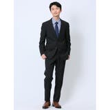 05黒 | ウール混 レギュラーフィット 2ボタン2ピーススーツ シャドーストライプ黒 | TAKA-Q MEN