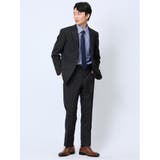 ウール混 レギュラーフィット 2ボタン2ピーススーツ ストライプ黒 | TAKA-Q MEN | 詳細画像1 