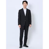 75紺 | ウール混 スリムフィット 2ボタン2ピーススーツ シャドーストライプ紺 | TAKA-Q MEN