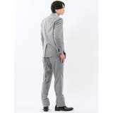 光沢ウール混 レギュラーフィット 2ボタン3ピーススーツ ストライプグレー | TAKA-Q MEN | 詳細画像3 