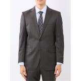 光沢ウール混 スリムフィット 2ボタン2ピーススーツ 無地グレー | TAKA-Q MEN | 詳細画像5