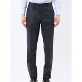 光沢ウール混 スリムフィット 2ボタン2ピーススーツ チェック紺 | TAKA-Q MEN | 詳細画像10 