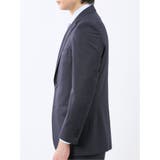 光沢ウール混 スリムフィット 2ボタン2ピーススーツ チェック紺 | TAKA-Q MEN | 詳細画像6 