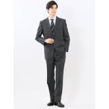 光沢ウール混 レギュラーフィット 2ボタン2ピーススーツ 組織グレー | TAKA-Q MEN | 詳細画像1