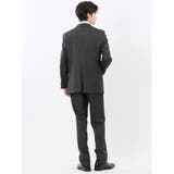 光沢ウール混 レギュラーフィット 2ボタン2ピーススーツ 組織グレー | TAKA-Q MEN | 詳細画像3