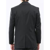 光沢ウール混 スリムフィット 2ボタン3ピーススーツ 組織黒 | TAKA-Q MEN | 詳細画像6