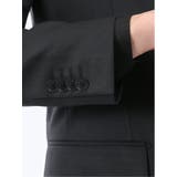 光沢ウール混 スリムフィット 2ボタン3ピーススーツ 組織黒 | TAKA-Q MEN | 詳細画像9