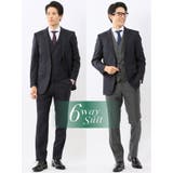 光沢ウール混 スリムフィット 2ボタン4ピース6WAYスーツ 組織紺 | TAKA-Q MEN | 詳細画像1