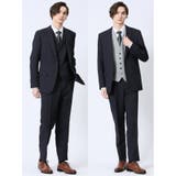 ストレッチウォッシャブル スリムフィット 2ボタン3ピーススーツ 組織紺 | TAKA-Q MEN | 詳細画像1