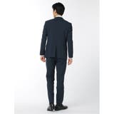 ウール混ストレッチ スリムフィット 2ボタン3ピーススーツ 杢紺 | TAKA-Q MEN | 詳細画像3