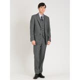 04グレー | シルク混ウール レギュラーフィット 2ボタン3ピーススーツ 杢チェック | TAKA-Q MEN