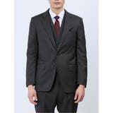 光沢ウール混 スリムフィット 2ボタン3ピーススーツ ストライプグレー | TAKA-Q MEN | 詳細画像4