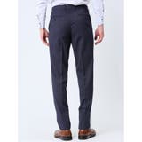 光沢ウール混 スリムフィット 2ボタン3ピーススーツ チェック紺 | TAKA-Q MEN | 詳細画像11 