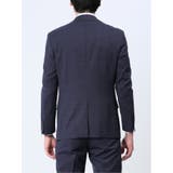 光沢ウール混 スリムフィット 2ボタン3ピーススーツ チェック紺 | TAKA-Q MEN | 詳細画像6 