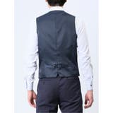 光沢ウール混 スリムフィット 2ボタン3ピーススーツ チェック紺 | TAKA-Q MEN | 詳細画像9 