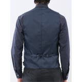 光沢ウール混 スリムフィット 2ボタン3ピーススーツ 組織紺 | TAKA-Q MEN | 詳細画像10 