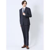 75紺 | ウール混 スリムフィット 2ボタン2ピーススーツ 千鳥紺 | TAKA-Q MEN