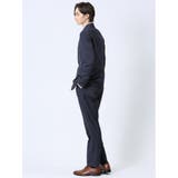 ウール混 スリムフィット 2ボタン2ピーススーツ チェック紺 | TAKA-Q MEN | 詳細画像2