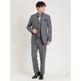 04グレー | シルク混ウール レギュラーフィット 2ボタン3ピーススーツ チェックグレー | TAKA-Q MEN