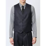 光沢ウール混 スリムフィット 2ボタン3ピーススーツ ドビー紺 | TAKA-Q MEN | 詳細画像9 