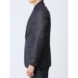 光沢ウール混 スリムフィット 2ボタン3ピーススーツ チェック青 | TAKA-Q MEN | 詳細画像5