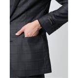 光沢ウール混 スリムフィット 2ボタン3ピーススーツ チェック青 | TAKA-Q MEN | 詳細画像7