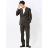 35こげ茶 | メリノウール混ストレッチ レギュラーフィット 2ボタン2ピーススーツ 茶 | TAKA-Q MEN