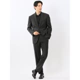 メリノウール混ストレッチ レギュラーフィット 2ボタン2ピーススーツ グレー | TAKA-Q MEN | 詳細画像1