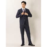 ウール混 レギュラーフィット 2ボタン2ピーススーツ 組織紺 | TAKA-Q MEN | 詳細画像1