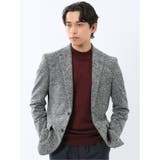 95モノトーン | 尾州からみニット スリムフィット 2ボタンジャケット モノトーン | TAKA-Q MEN