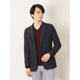 セーターフリースメランジ 2ボタンスリムジャケット 紺 | TAKA-Q MEN | 詳細画像1 