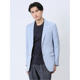 ホップサック スリムフィット 2ボタンジャケット サックス | TAKA-Q MEN | 詳細画像1