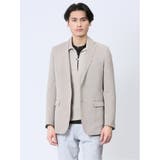ホップサック スリムフィット 2ボタンジャケット ベージュ | TAKA-Q MEN | 詳細画像1