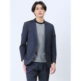 75紺 | リネン混 スリムフィット 2ボタンジャケット 紺(セットアップ可能) | TAKA-Q MEN
