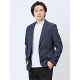 70青 | からみ調 スリムフィット 2ボタンジャケット 組織青 | TAKA-Q MEN
