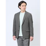 06グレー | 軽量メッシュ スリムフィット 2ボタンジャケット チェックグレー | TAKA-Q MEN
