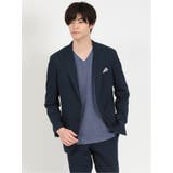 75紺 | エンボスチェック ストレッチ スリムフィット | TAKA-Q MEN