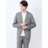 03ライトグレー | クロスストレッチ スリムフィット 2ボタンジャケット | TAKA-Q MEN