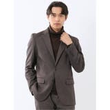 35こげ茶 | クロスストレッチ スリムフィット 2ボタンジャケット 茶(セットアップ可能) | TAKA-Q MEN