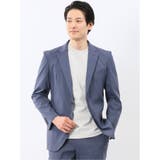 70青 | クロスストレッチ スリムフィット 2ボタンジャケット 青(セットアップ可能) | TAKA-Q MEN