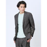 30茶 | TechLinen スリムフィット 2ボタンジャケット 茶(セットアップ可能) | TAKA-Q MEN