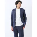 70青 | 軽量 スリムフィット 2ボタンジャケット ウィンドペン青(セットアップ可能) | TAKA-Q MEN