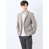 30茶 | TechLinen スリムフィット 2ボタンジャケット 茶 | TAKA-Q MEN