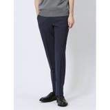 75紺 | 軽量メッシュ スリムフィット ノータックパンツ 千鳥(セットアップ可能) | TAKA-Q MEN