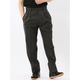 30茶 | ウール混 ツータック ワイド スラックス 茶 | TAKA-Q MEN