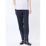 75紺 | ストレッチウォッシャブル ウール混 スリムフィット ノータックパンツ 千鳥 | TAKA-Q MEN