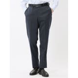 75紺 | ストレッチウォッシャブル ウール混 スリムフィット ノータックパンツ 小柄紺 | TAKA-Q MEN