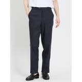 クロスストレッチ スリムフィット ノータックスラックス カルゼ紺 | TAKA-Q MEN | 詳細画像1 