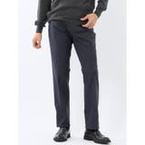 75紺 | クロスストレッチ裏起毛 スリムフィット ノータックスラックス | TAKA-Q MEN