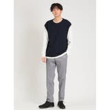 クロスストレッチ スリムフィット ノータックスラックス ヘリンボンライトグレー | TAKA-Q MEN | 詳細画像11